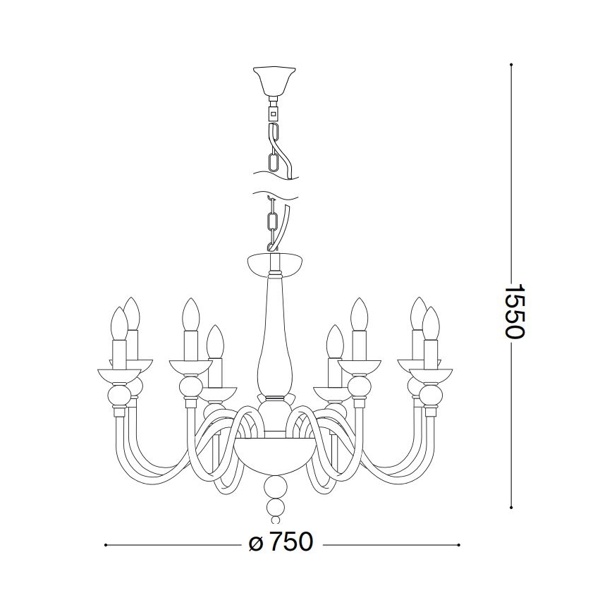 Ideal Lux - Kattokruunu ketjussa DOGE 9xE14/40W/230V halkaisija 75 cm kiiltävä kromi