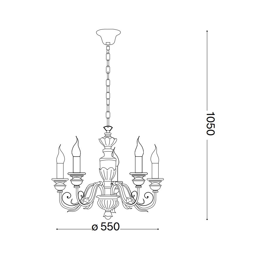 Ideal Lux - Kattokruunu ketjussa FIRENZE 5xE14/40W/230V halkaisija 55 cm valkoinen/kulta