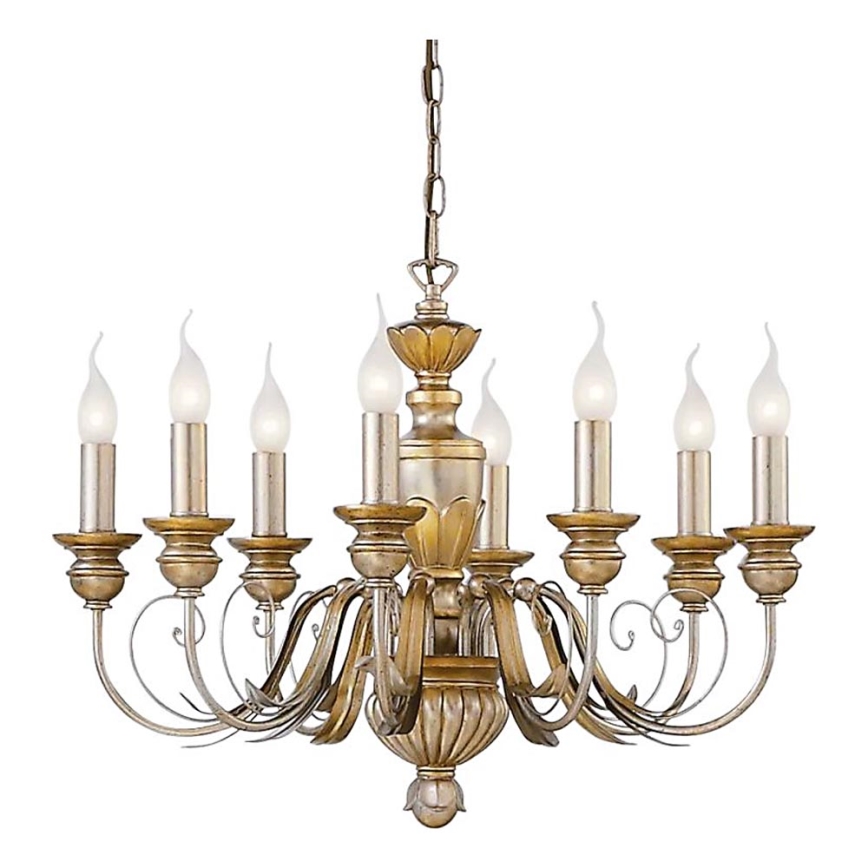 Ideal Lux - Kattokruunu ketjussa FIRENZE 8xE14/40W/230V halkaisija 64 cm kulta