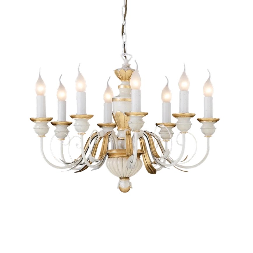 Ideal Lux - Kattokruunu ketjussa FIRENZE 8xE14/40W/230V halkaisija 64 cm valkoinen/kulta