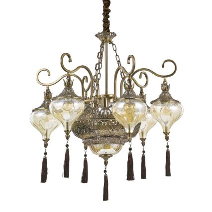 Ideal Lux - Kattokruunu ketjussa HAREM 9xE27/60W/230V halkaisija 75 cm messinki
