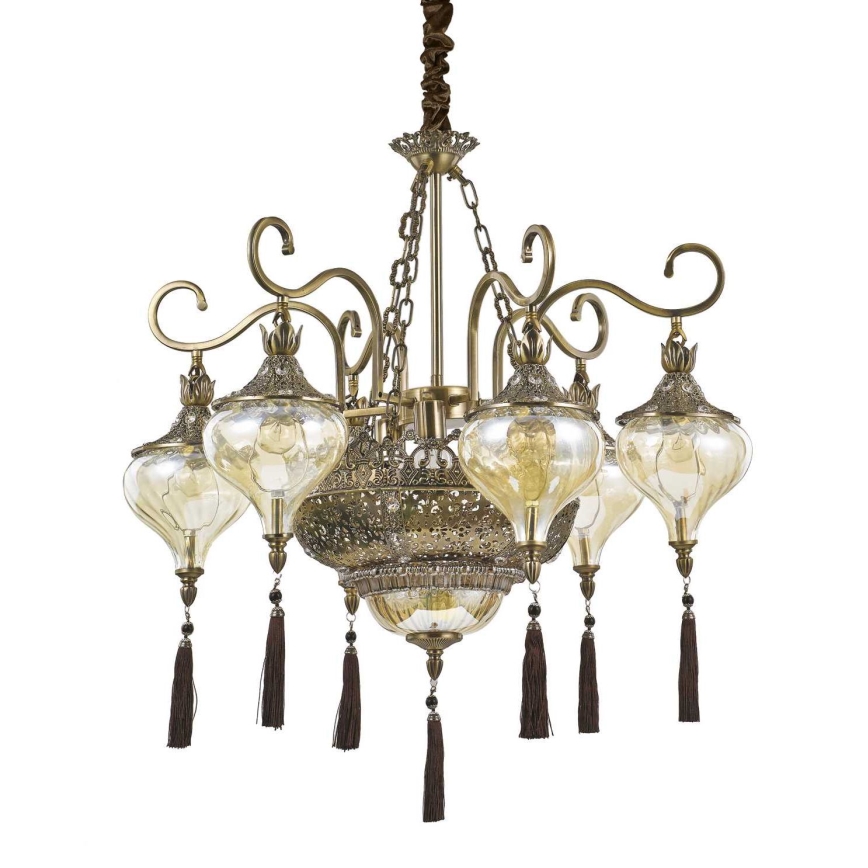Ideal Lux - Kattokruunu ketjussa HAREM 9xE27/60W/230V halkaisija 75 cm messinki