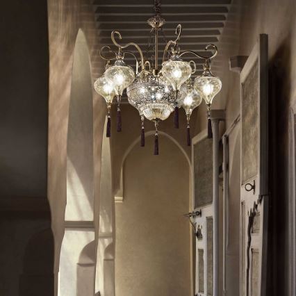 Ideal Lux - Kattokruunu ketjussa HAREM 9xE27/60W/230V halkaisija 75 cm messinki
