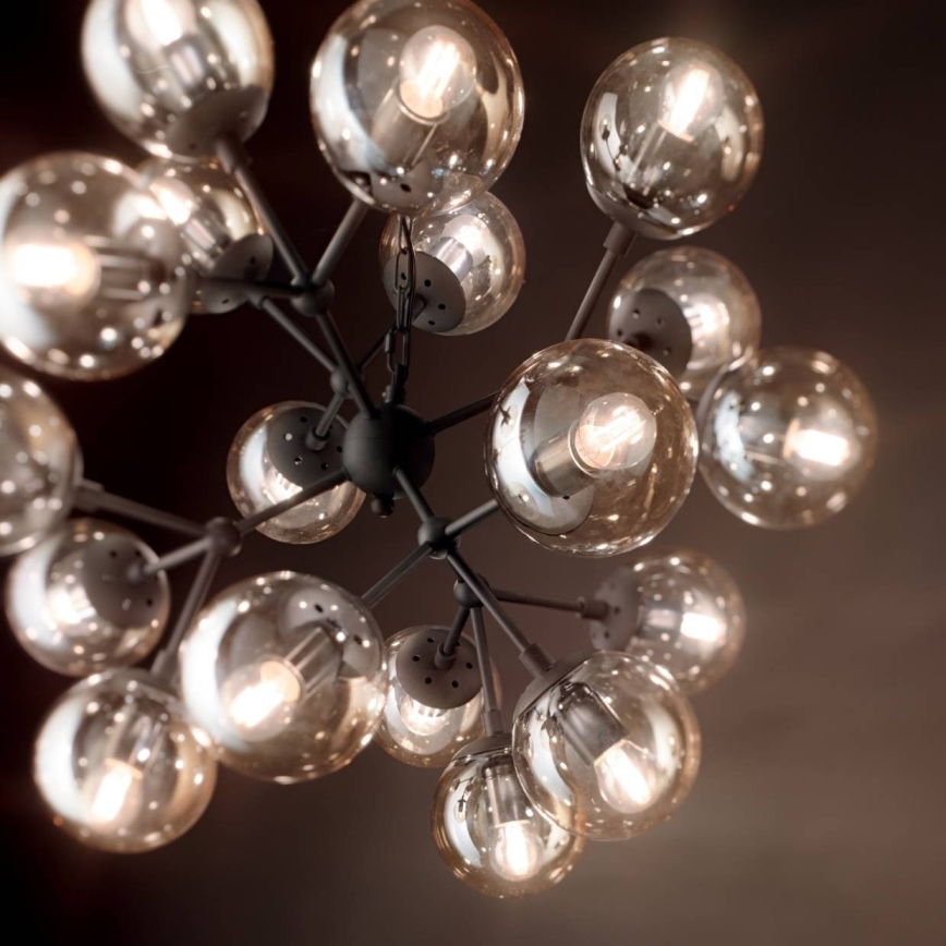 Ideal Lux - Kattokruunu ketjussa KEPLER 18xE27/42W/230V halkaisija 69 cm musta/savuinen