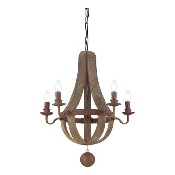 Ideal Lux - Kattokruunu ketjussa MILLENNIUM 5xE14/40W/230V halkaisija 52 cm Koivu/ruskea