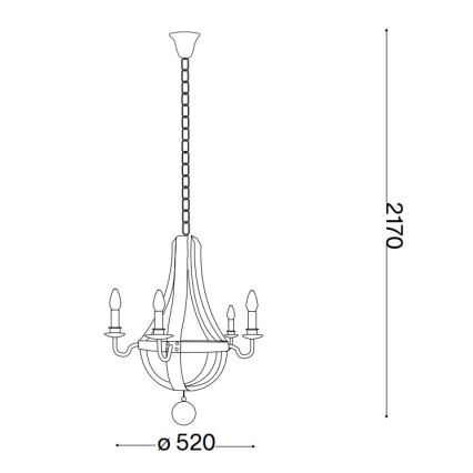 Ideal Lux - Kattokruunu ketjussa MILLENNIUM 5xE14/40W/230V halkaisija 52 cm Koivu/ruskea