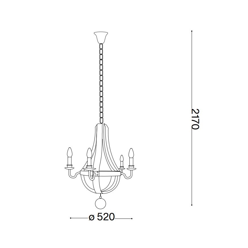 Ideal Lux - Kattokruunu ketjussa MILLENNIUM 5xE14/40W/230V halkaisija 52 cm Koivu/ruskea