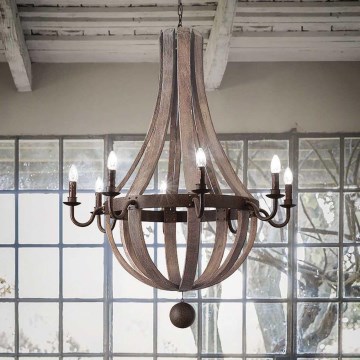 Ideal Lux - Kattokruunu ketjussa MILLENNIUM 8xE14/40W/230V halkaisija 92 cm Koivu/ruskea