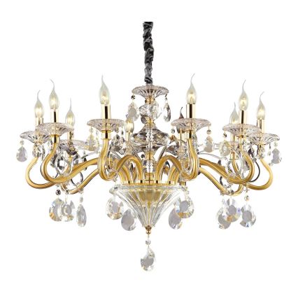 Ideal Lux - Kristalli-ketjukattokruunu NEGRESCO 10xE14/28W/230V halkaisija 85 cm kulta