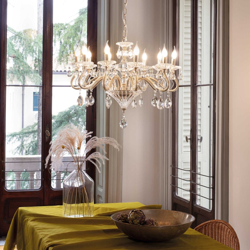Ideal Lux - Kristalli-ketjukattokruunu NEGRESCO 10xE14/28W/230V halkaisija 85 cm kulta