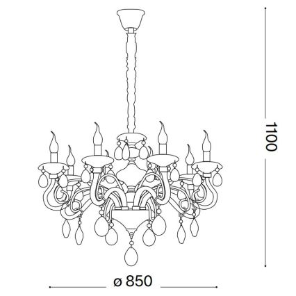 Ideal Lux - Kristalli-ketjukattokruunu NEGRESCO 10xE14/28W/230V halkaisija 85 cm kulta