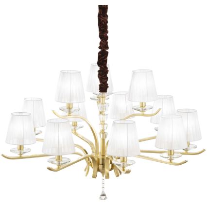 Ideal Lux - Kristalli-ketjukattokruunu PEGASO 12xE14/28W/230V halkaisija 102 cm kulta