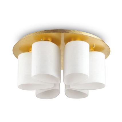 Ideal Lux - Kattovalo DAISY 6xE27/52W/230V halkaisija 60 cm kulta/valkoinen