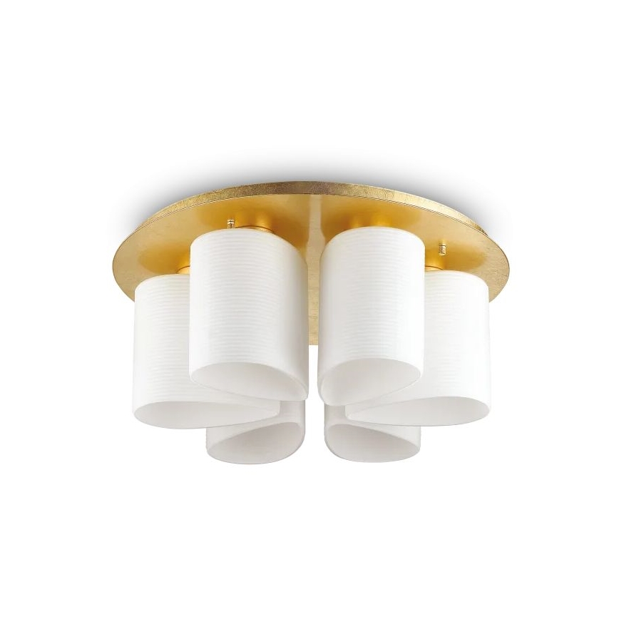 Ideal Lux - Kattovalo DAISY 6xE27/52W/230V halkaisija 60 cm kulta/valkoinen