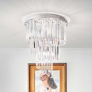 Ideal Lux - Kiinteä kristallikruunu CARLTON 12xE14/40W/230V halkaisija 50 cm kiiltävä kromi