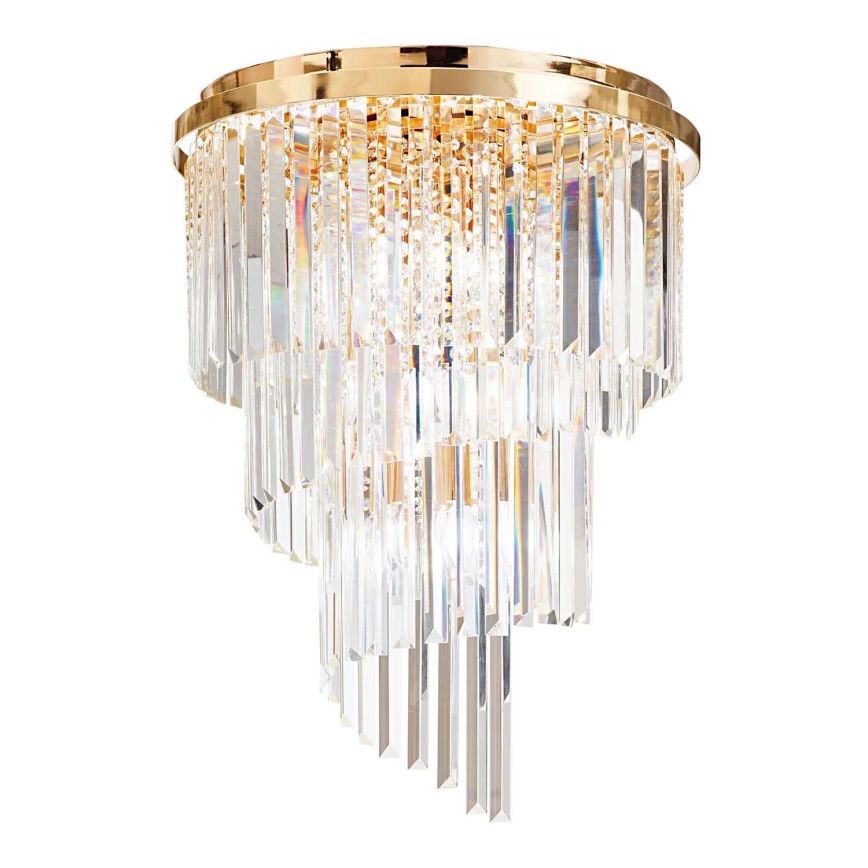 Ideal Lux - Kiinteä kristallikruunu CARLTON 12xE14/40W/230V halkaisija 50 cm kulta