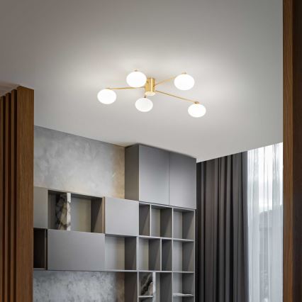 Ideal Lux - Kiinteä LED-kattokruunu HERMES 5xG9/3W/230V halkaisija 90 cm kulta