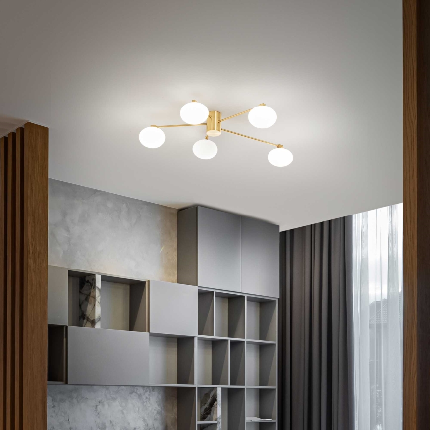 Ideal Lux - Kiinteä LED-kattokruunu HERMES 5xG9/3W/230V halkaisija 90 cm kulta