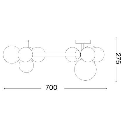 Ideal Lux - Kiinteä LED-kattokruunu PERLAGE 10xG9/3W/230V halkaisija 70 cm kulta/savuinen