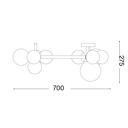 Ideal Lux - Kiinteä LED-kattokruunu PERLAGE 10xG9/3W/230V halkaisija 70 cm kulta/valkoinen