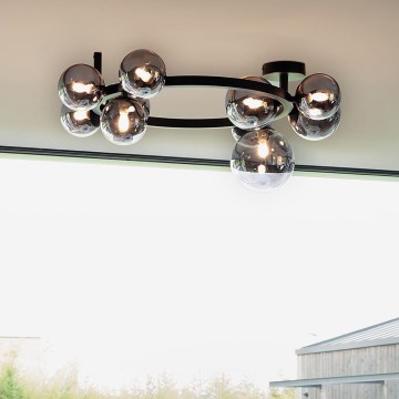 Ideal Lux - Kiinteä LED-kattokruunu PERLAGE 10xG9/3W/230V halkaisija 70 cm musta/savuinen