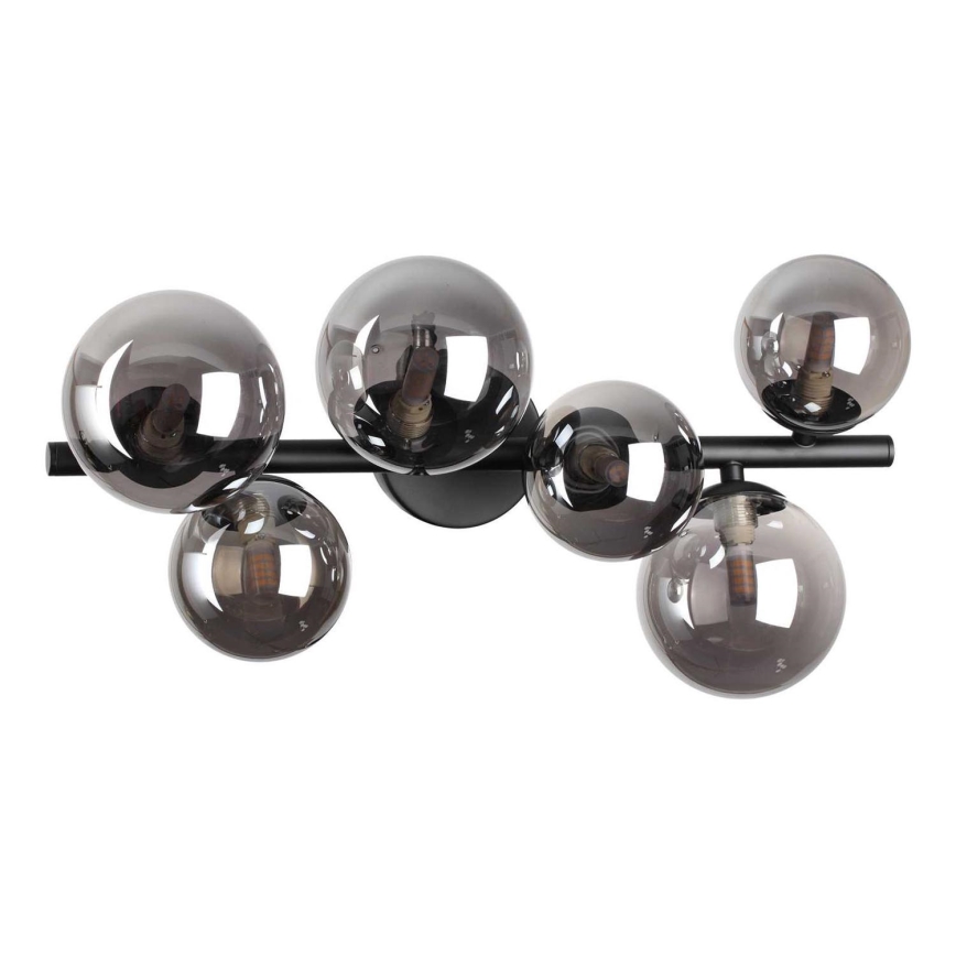 Ideal Lux - Kiinteä LED-kattokruunu PERLAGE 6xG9/3W/230V 49 cm musta/savuinen