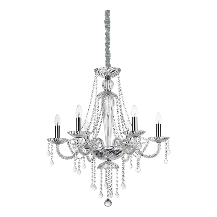 Ideal Lux - Kristalli-ketjukattokruunu AMADEUS 6xE14/40W/230V halkaisija 67 cm läpinäkyvä