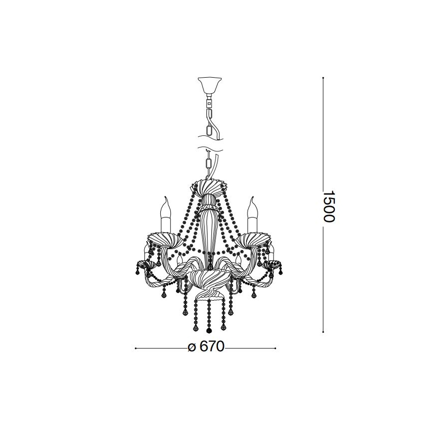 Ideal Lux - Kristalli-ketjukattokruunu AMADEUS 6xE14/40W/230V halkaisija 67 cm läpinäkyvä
