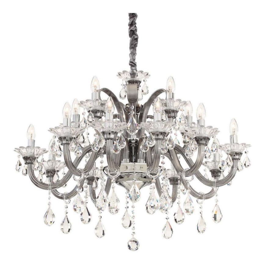 Ideal Lux - Kristalli-ketjukattokruunu COLOSSAL 15xE14/40W/230V halkaisija 95 cm harmaa/kiiltävä kromi