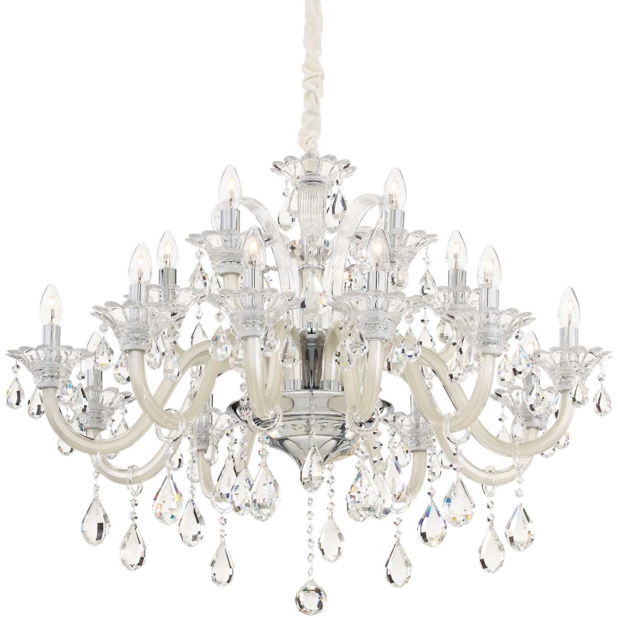 Ideal Lux - Kristalli-ketjukattokruunu COLOSSAL 15xE14/40W/230V halkaisija 95 cm kerma/kiiltävä kromi