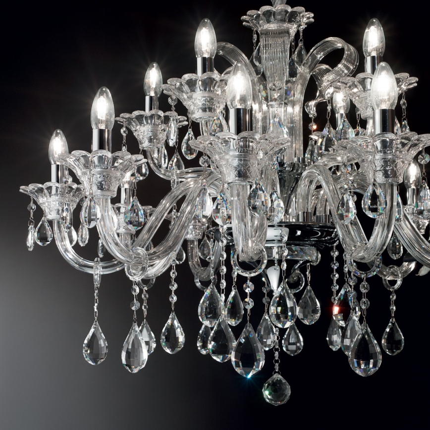 Ideal Lux - Kristalli-ketjukattokruunu COLOSSAL 15xE14/40W/230V halkaisija 95 cm läpinäkyvä/kiiltävä kromi