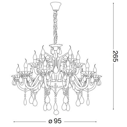 Ideal Lux - Kristalli-ketjukattokruunu COLOSSAL 15xE14/40W/230V halkaisija 95 cm läpinäkyvä/kiiltävä kromi