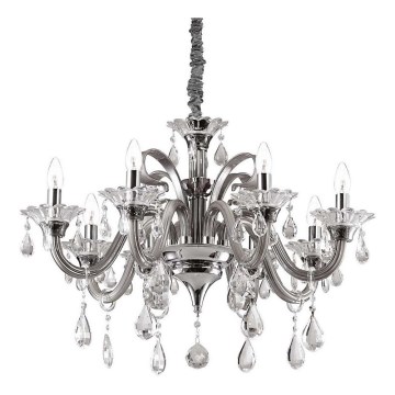 Ideal Lux - Kristalli-ketjukattokruunu COLOSSAL 8xE14/40W/230V halkaisija 78 cm harmaa/kiiltävä kromi