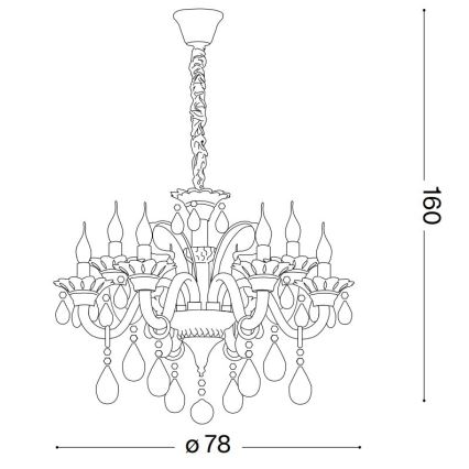 Ideal Lux - Kristalli-ketjukattokruunu COLOSSAL 8xE14/40W/230V halkaisija 78 cm kiiltävä kromi