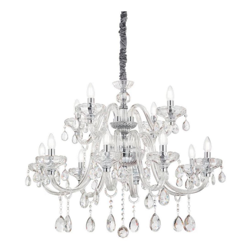 Ideal Lux - Kristalli-ketjukattokruunu CONTINENTAL 12xE14/40W/230V halkaisija 86 cm läpinäkyvä