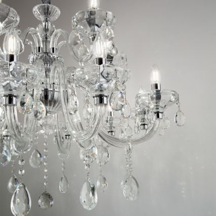 Ideal Lux - Kristalli-ketjukattokruunu CONTINENTAL 12xE14/40W/230V halkaisija 86 cm läpinäkyvä