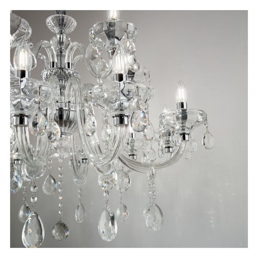 Ideal Lux - Kristalli-ketjukattokruunu CONTINENTAL 12xE14/40W/230V halkaisija 86 cm läpinäkyvä