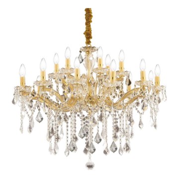 Ideal Lux - Kristalli-ketjukattokruunu FLORIAN 18xE14/40W/230V halkaisija 86 cm kulta