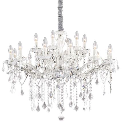 Ideal Lux - Kristalli-ketjukattokruunu FLORIAN 18xE14/40W/230V halkaisija 86 cm läpinäkyvä