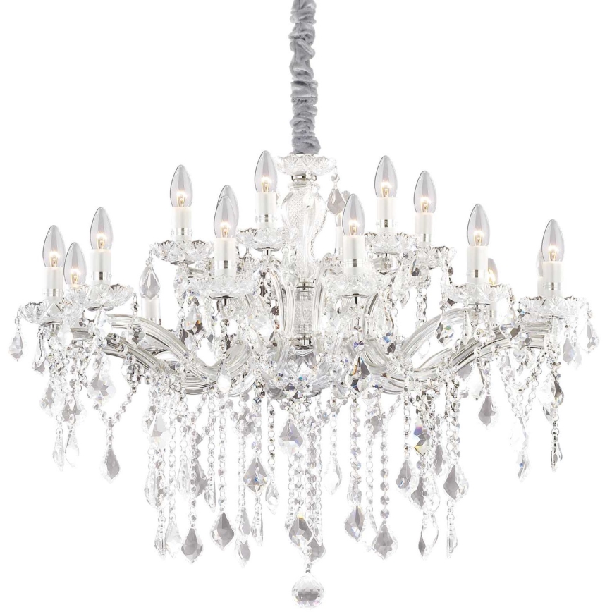 Ideal Lux - Kristalli-ketjukattokruunu FLORIAN 18xE14/40W/230V halkaisija 86 cm läpinäkyvä