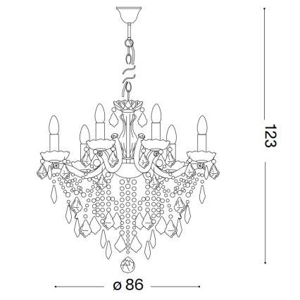 Ideal Lux - Kristalli-ketjukattokruunu FLORIAN 18xE14/40W/230V halkaisija 86 cm läpinäkyvä