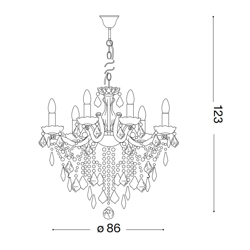 Ideal Lux - Kristalli-ketjukattokruunu FLORIAN 18xE14/40W/230V halkaisija 86 cm läpinäkyvä