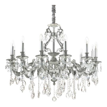 Ideal Lux - Kristalli-ketjukattokruunu GIOCONDA 12xE14/40W/230V halkaisija 90 cm hopea