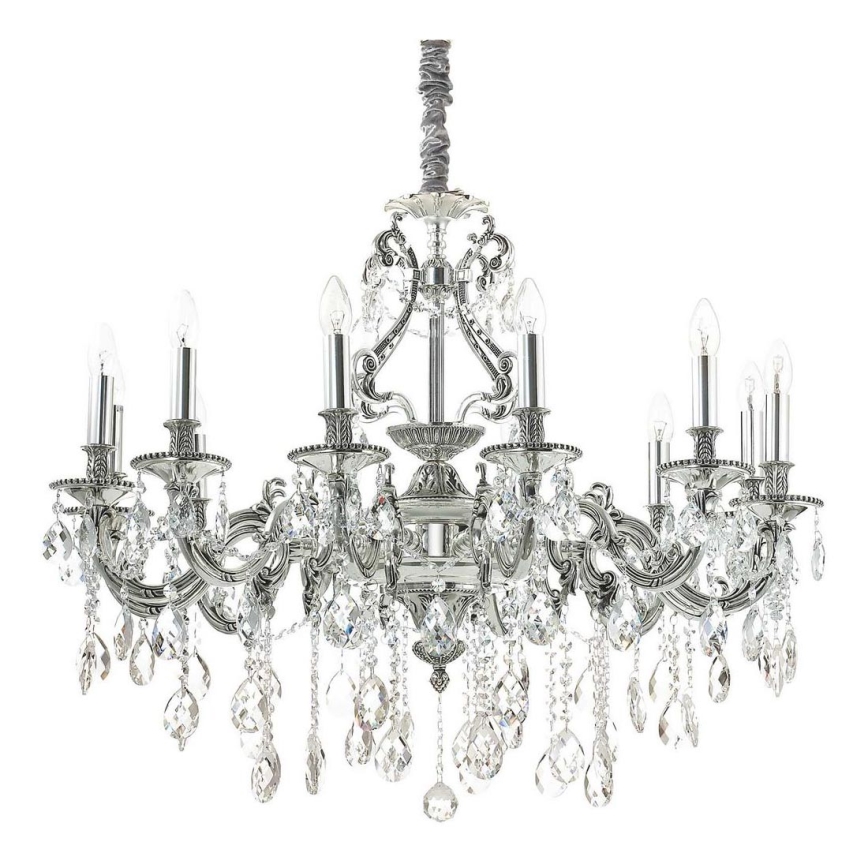 Ideal Lux - Kristalli-ketjukattokruunu GIOCONDA 12xE14/40W/230V halkaisija 90 cm hopea