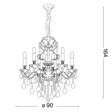 Ideal Lux - Kristalli-ketjukattokruunu GIOCONDA 12xE14/40W/230V halkaisija 90 cm hopea