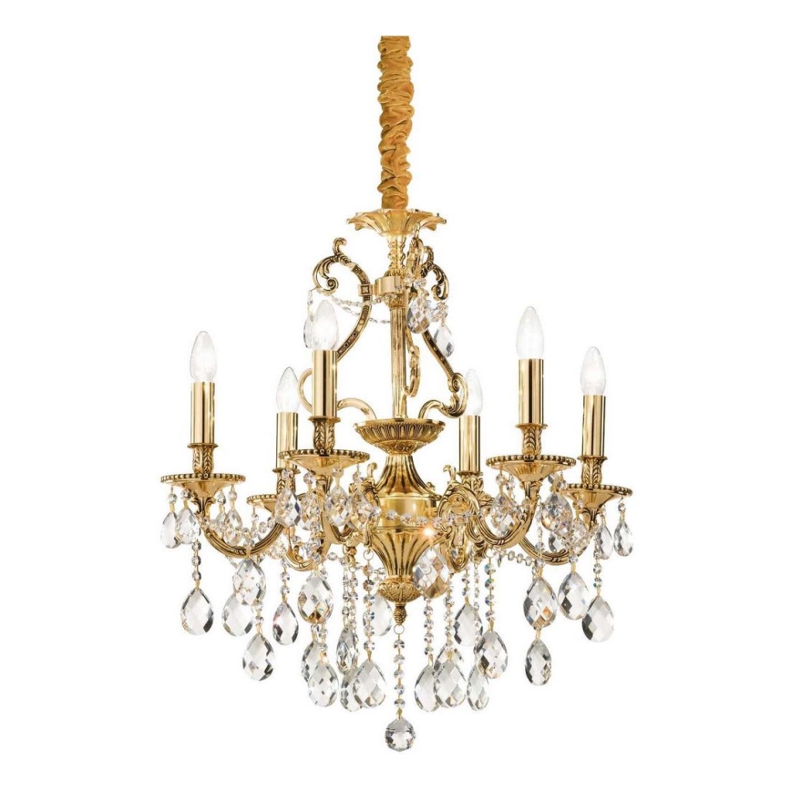 Ideal Lux - Kristalli-ketjukattokruunu GIOCONDA 6xE14/40W/230V halkaisija 62 cm kulta