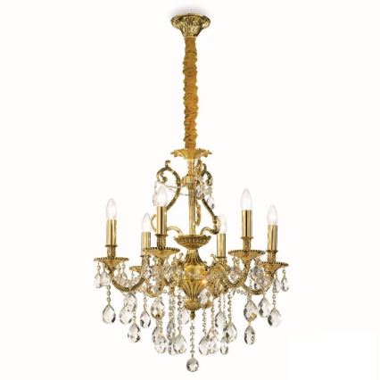 Ideal Lux - Kristalli-ketjukattokruunu GIOCONDA 6xE14/40W/230V halkaisija 62 cm kulta