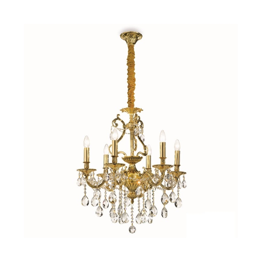Ideal Lux - Kristalli-ketjukattokruunu GIOCONDA 6xE14/40W/230V halkaisija 62 cm kulta
