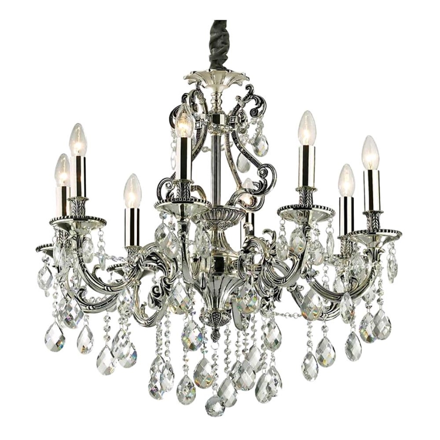 Ideal Lux - Kristalli-ketjukattokruunu GIOCONDA 8xE14/40W/230V halkaisija 73 cm hopea
