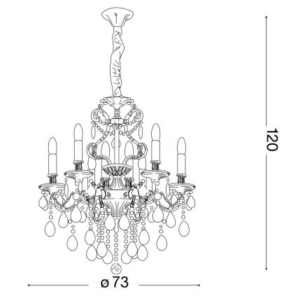 Ideal Lux - Kristalli-ketjukattokruunu GIOCONDA 8xE14/40W/230V halkaisija 73 cm kulta